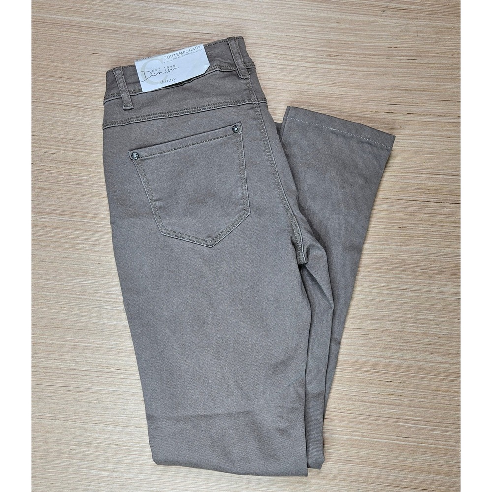 Cato Est 1946 Denim Skinny Pants Women 2 Taupe Contemporary Mid Rise Stretch NEW